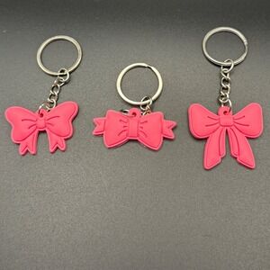 Set of 3 Pink Bow Keychains‎ Charms Bag Purse Accessory Cute Kawaii